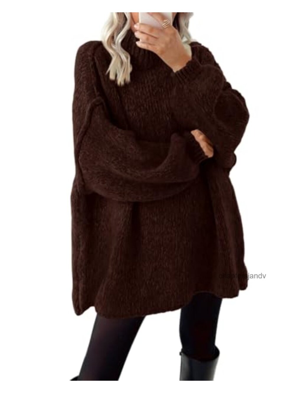 Mock Neck Cable Knit Oversized Sweater Long Sleeve Pullover Women Fall Winter